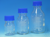 Gewindeflaschen, Borosilikatglas 3.3, mit blauem Verschluss und blauem Ausgießring, mit Teilung...